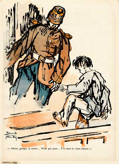gendarme et jeune délinquant devant un tribunal